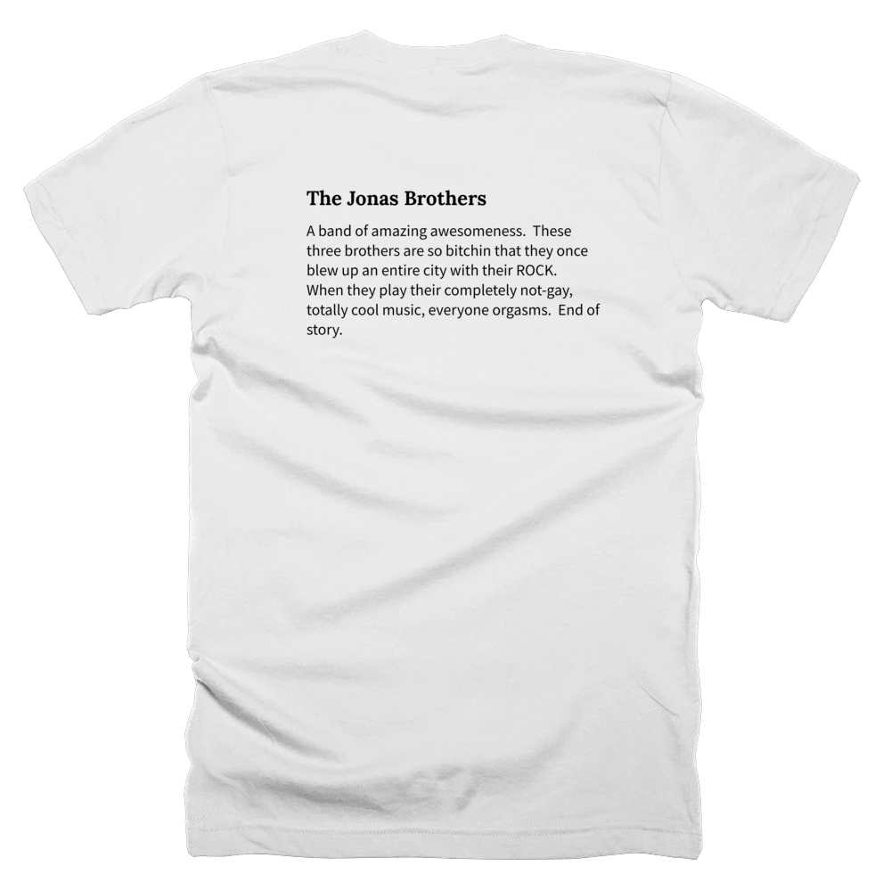 T-shirt with a definition of 'The Jonas Brothers' printed on the back