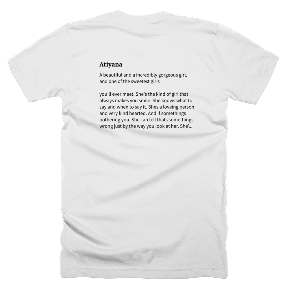 T-shirt with a definition of 'Atiyana' printed on the back