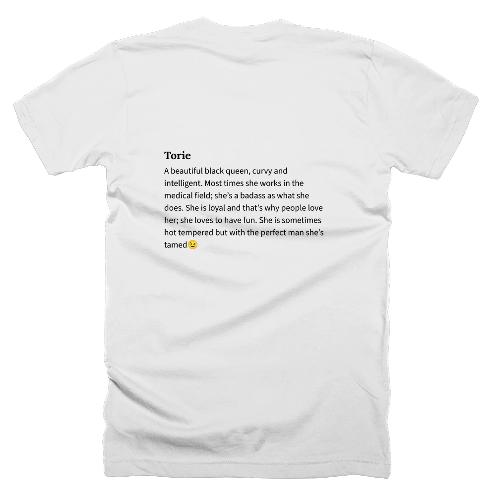 T-shirt with a definition of 'Torie' printed on the back