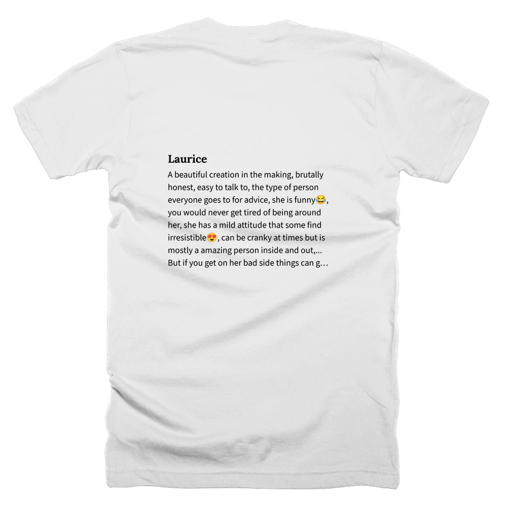 T-shirt with a definition of 'Laurice' printed on the back