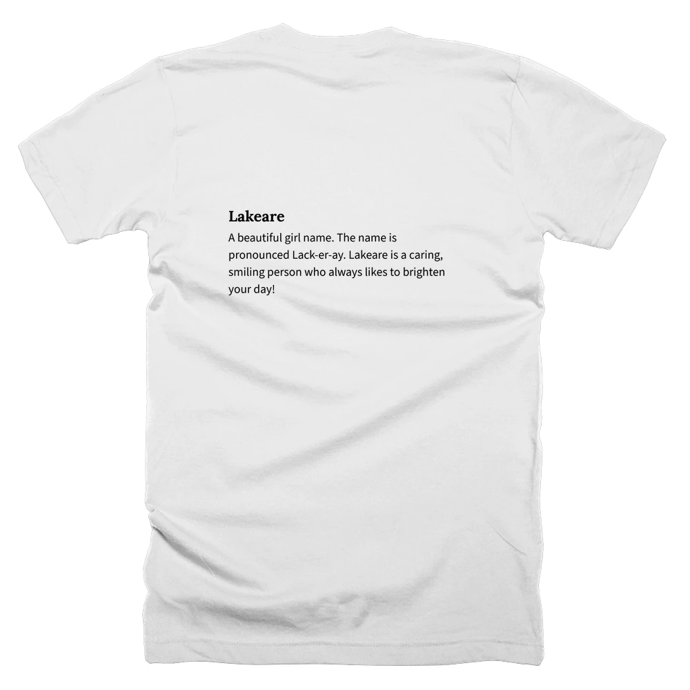 T-shirt with a definition of 'Lakeare' printed on the back