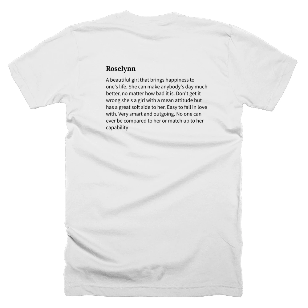 T-shirt with a definition of 'Roselynn' printed on the back