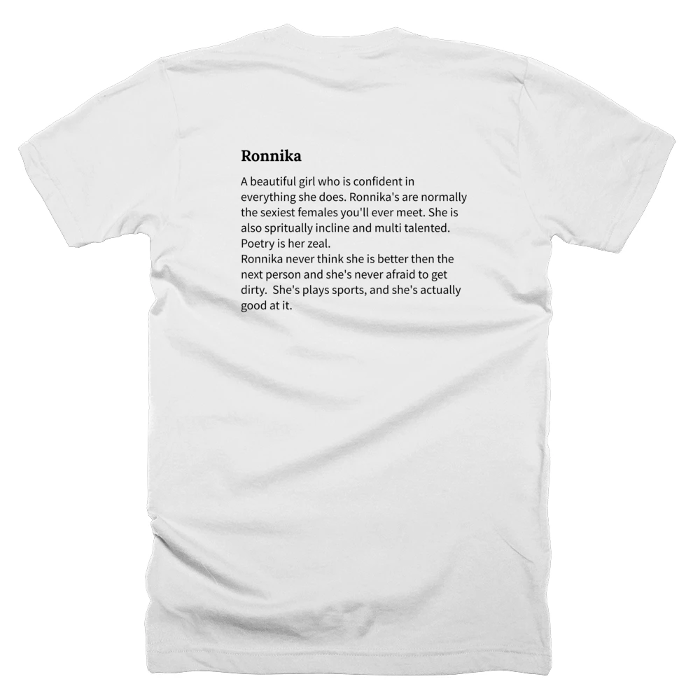 T-shirt with a definition of 'Ronnika' printed on the back