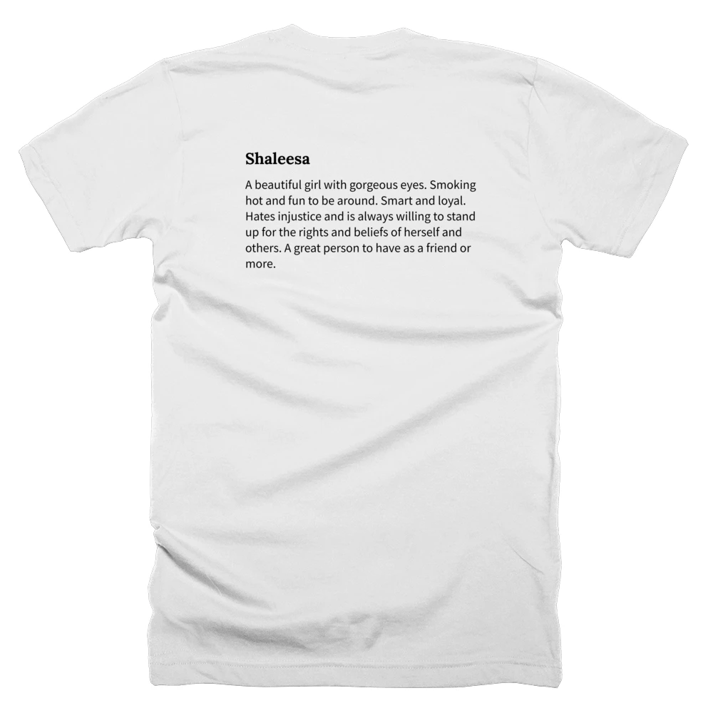 T-shirt with a definition of 'Shaleesa' printed on the back
