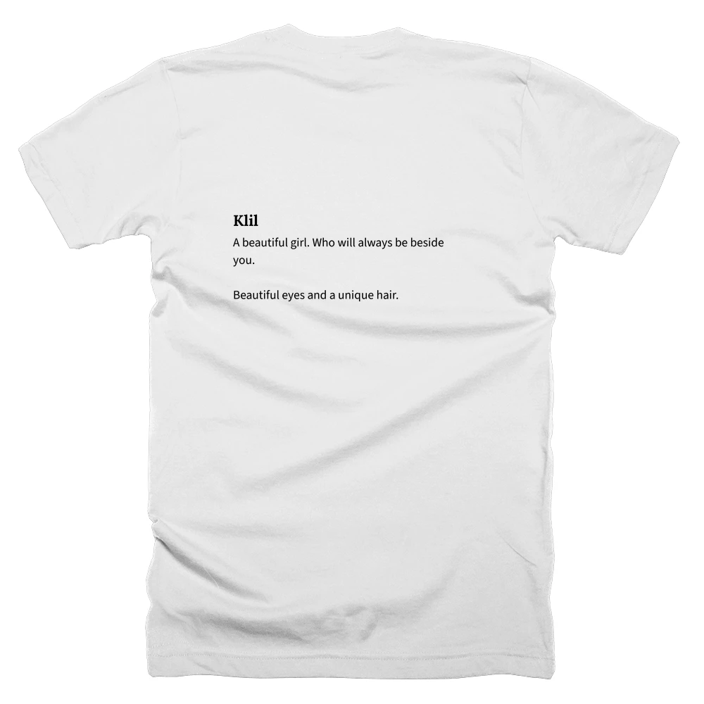 T-shirt with a definition of 'Klil' printed on the back