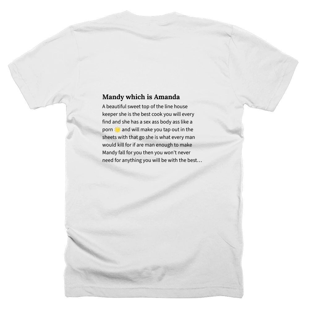 T-shirt with a definition of 'Mandy which is Amanda' printed on the back