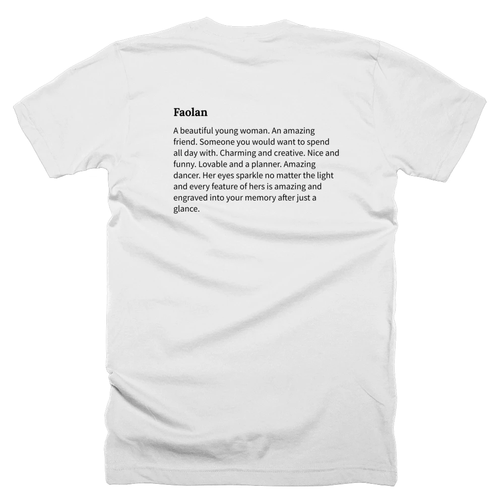 T-shirt with a definition of 'Faolan' printed on the back