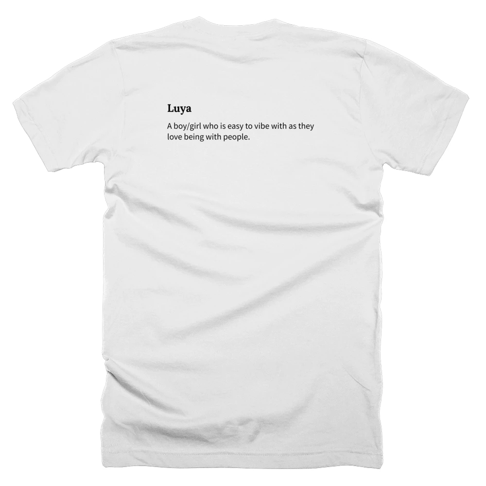T-shirt with a definition of 'Luya' printed on the back