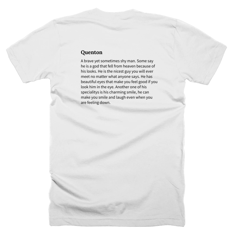 T-shirt with a definition of 'Quenton' printed on the back