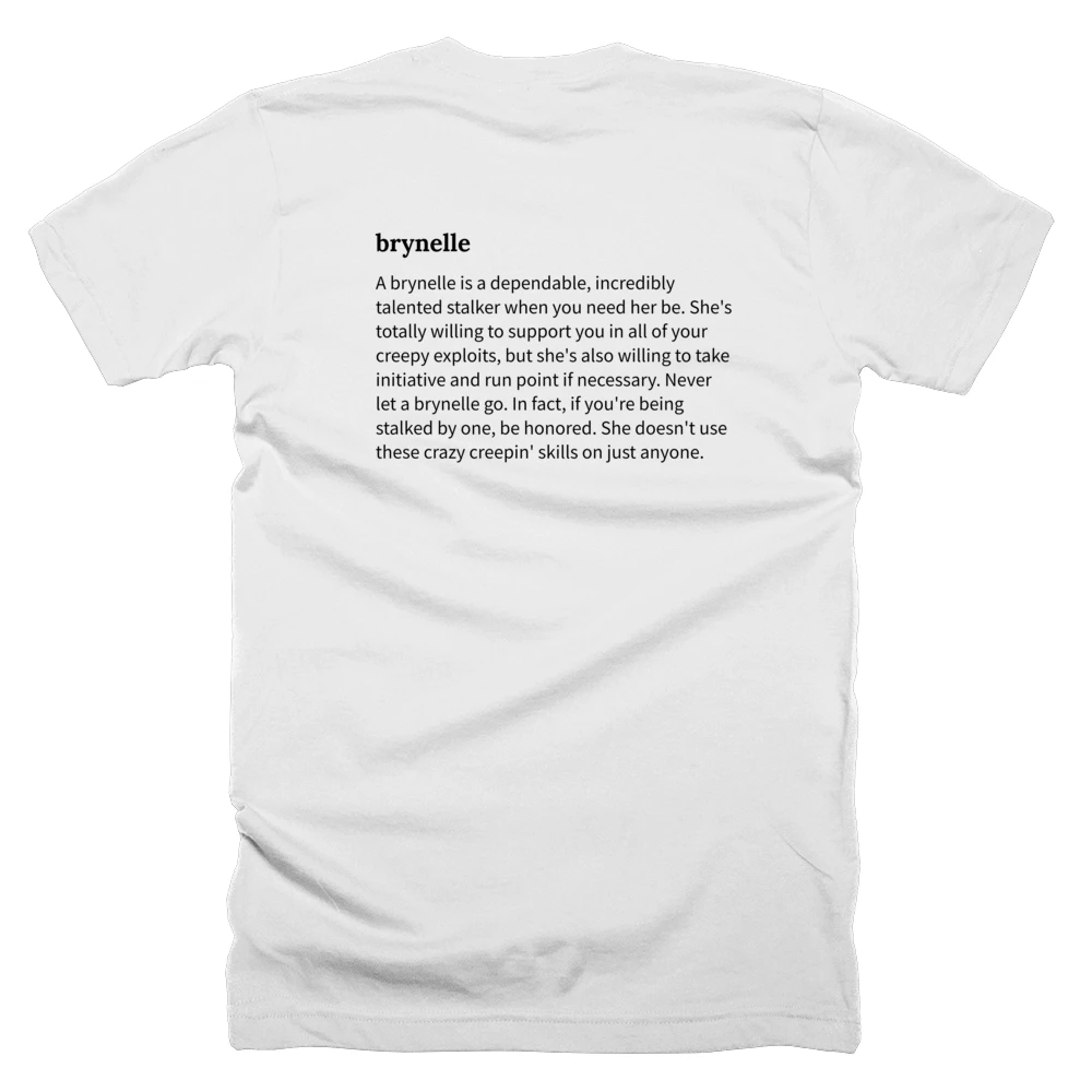 T-shirt with a definition of 'brynelle' printed on the back