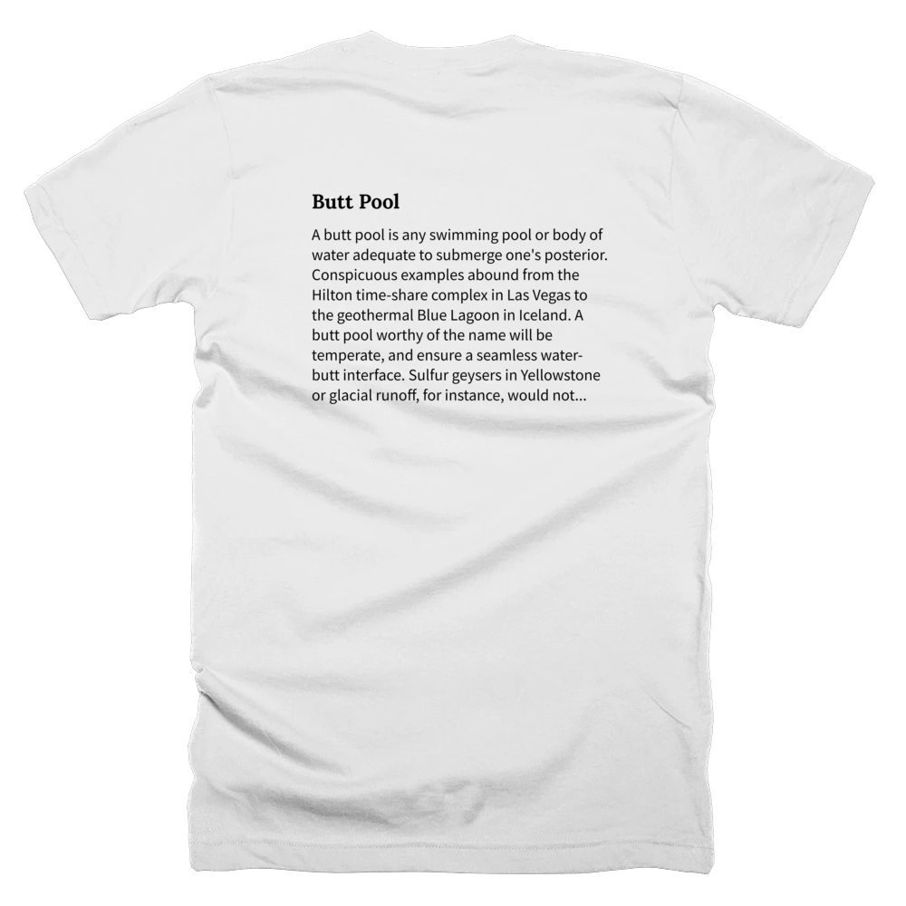 T-shirt with a definition of 'Butt Pool' printed on the back