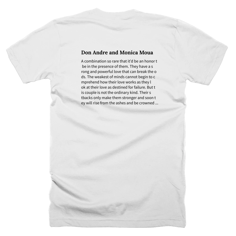 T-shirt with a definition of 'Don Andre and Monica Moua' printed on the back