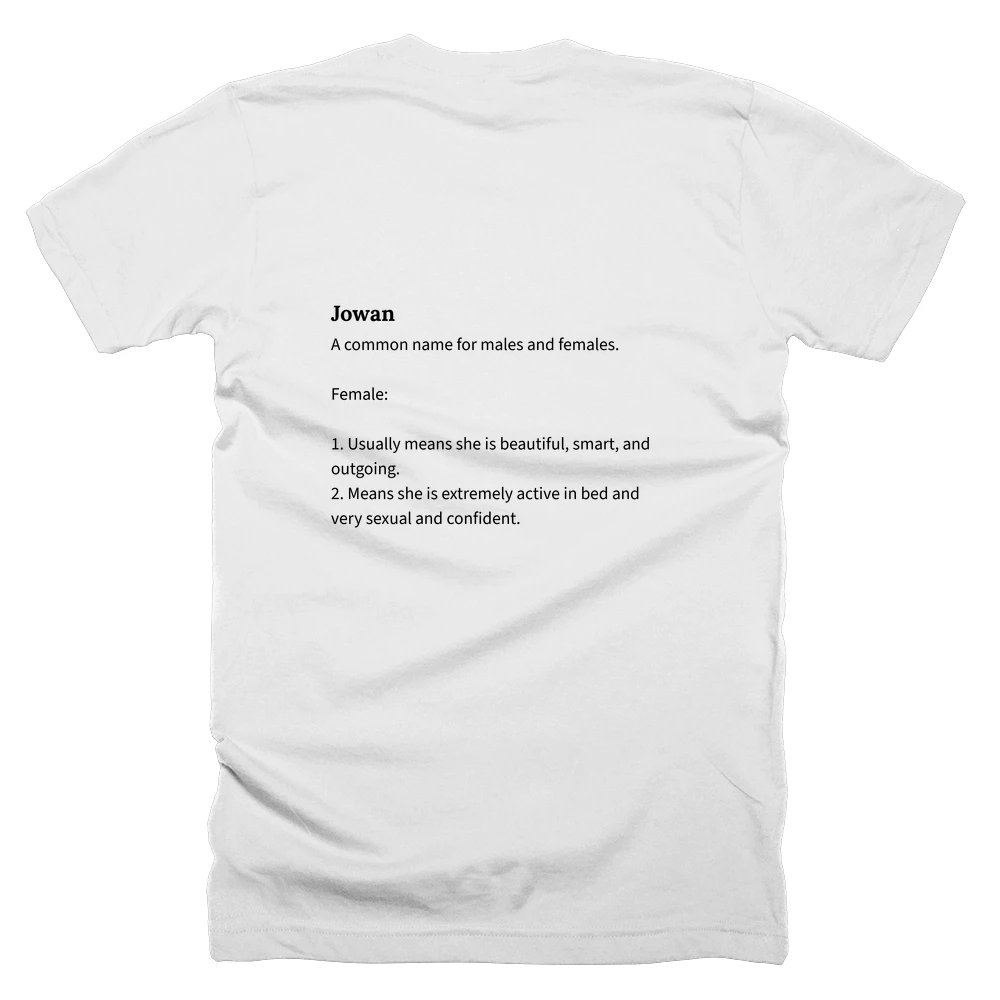 T-shirt with a definition of 'Jowan' printed on the back