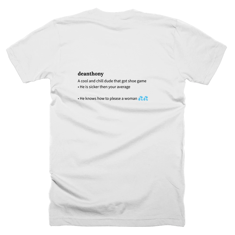 T-shirt with a definition of 'deanthony' printed on the back