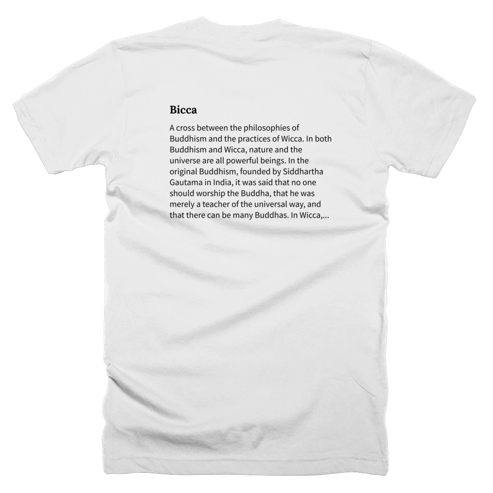T-shirt with a definition of 'Bicca' printed on the back