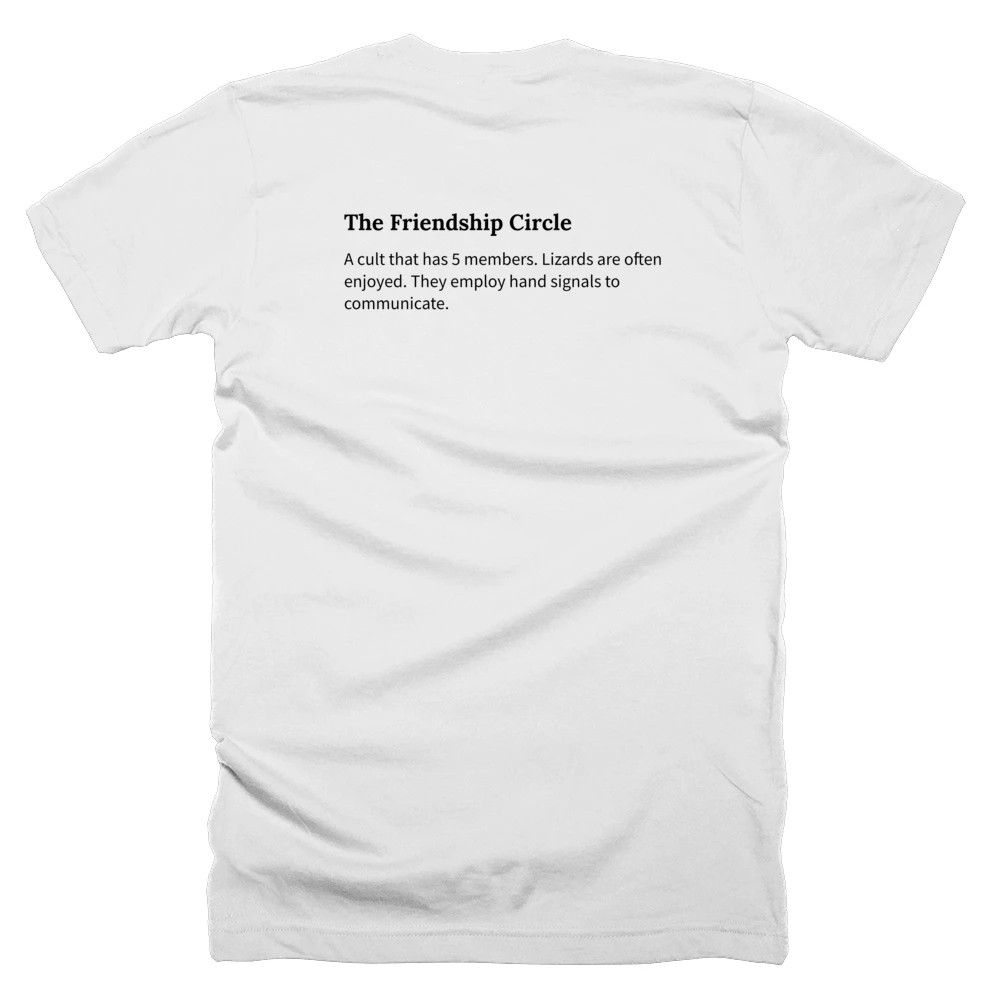 T-shirt with a definition of 'The Friendship Circle' printed on the back