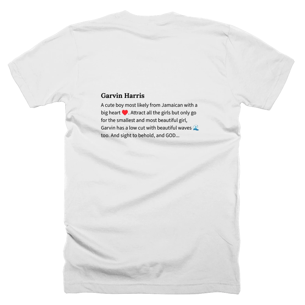 T-shirt with a definition of 'Garvin Harris' printed on the back