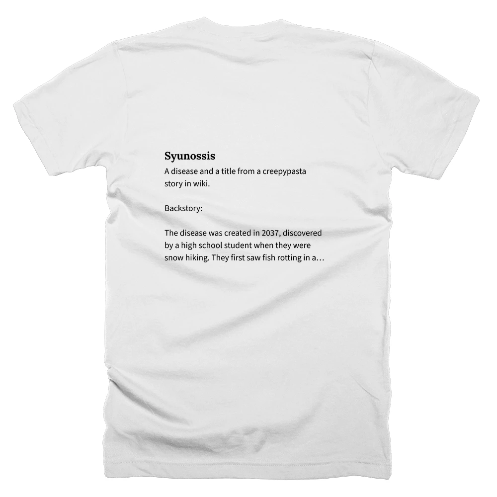 T-shirt with a definition of 'Syunossis' printed on the back