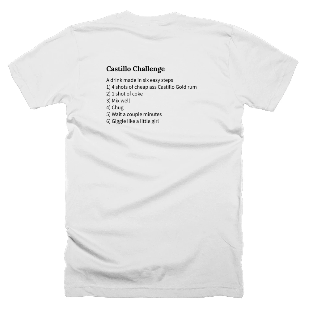 T-shirt with a definition of 'Castillo Challenge' printed on the back