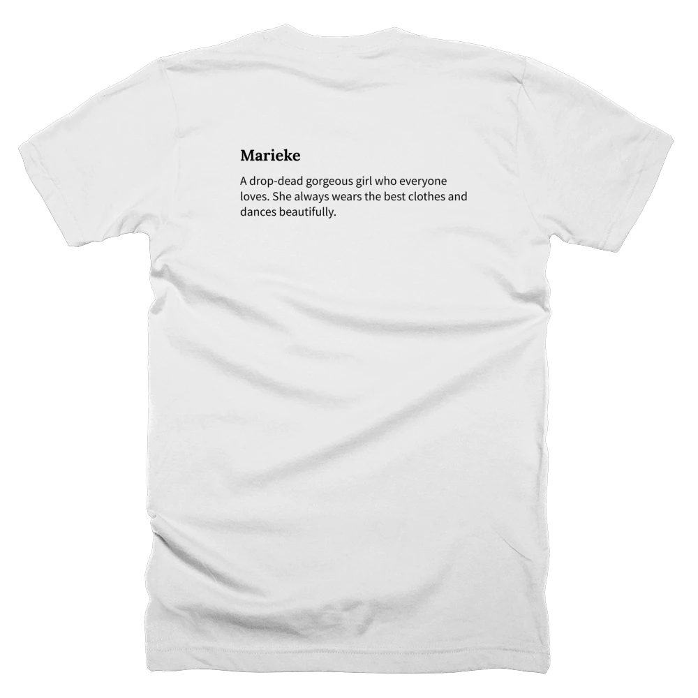 T-shirt with a definition of 'Marieke' printed on the back