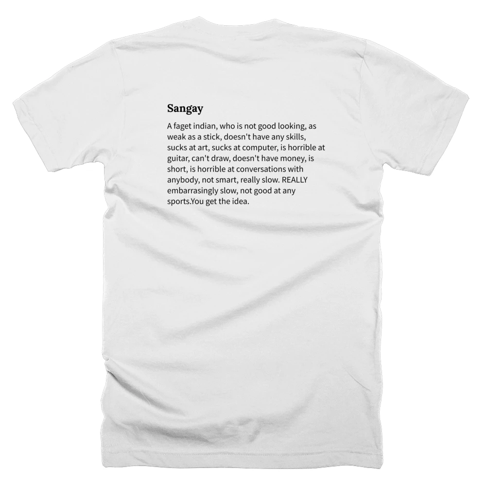 T-shirt with a definition of 'Sangay' printed on the back
