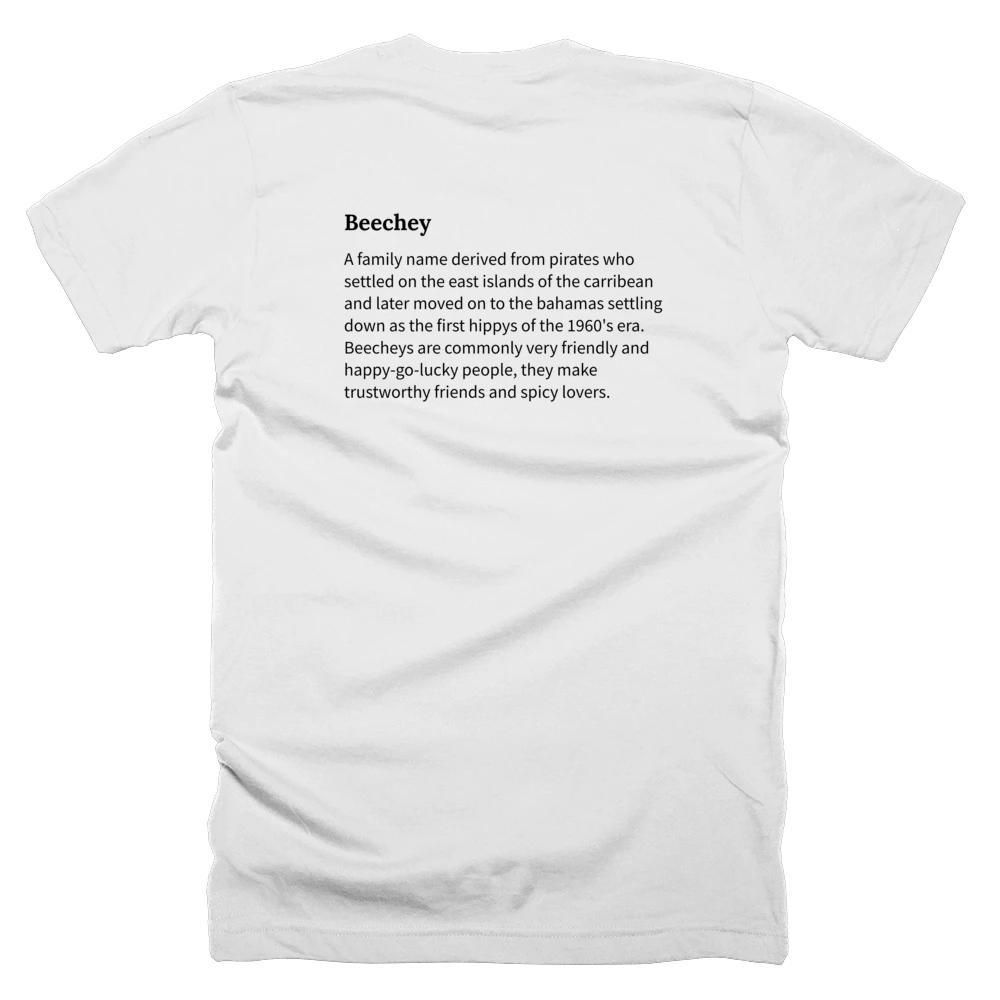 T-shirt with a definition of 'Beechey' printed on the back