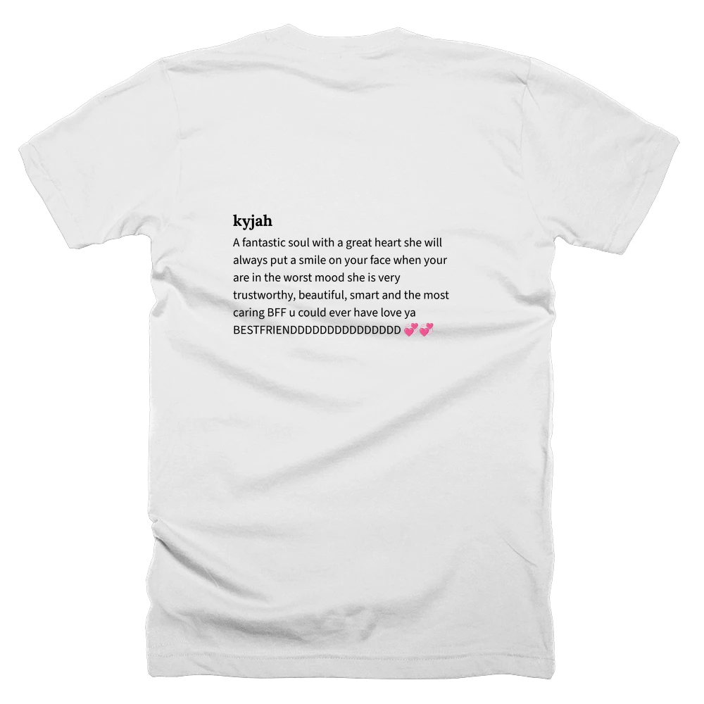 T-shirt with a definition of 'kyjah' printed on the back