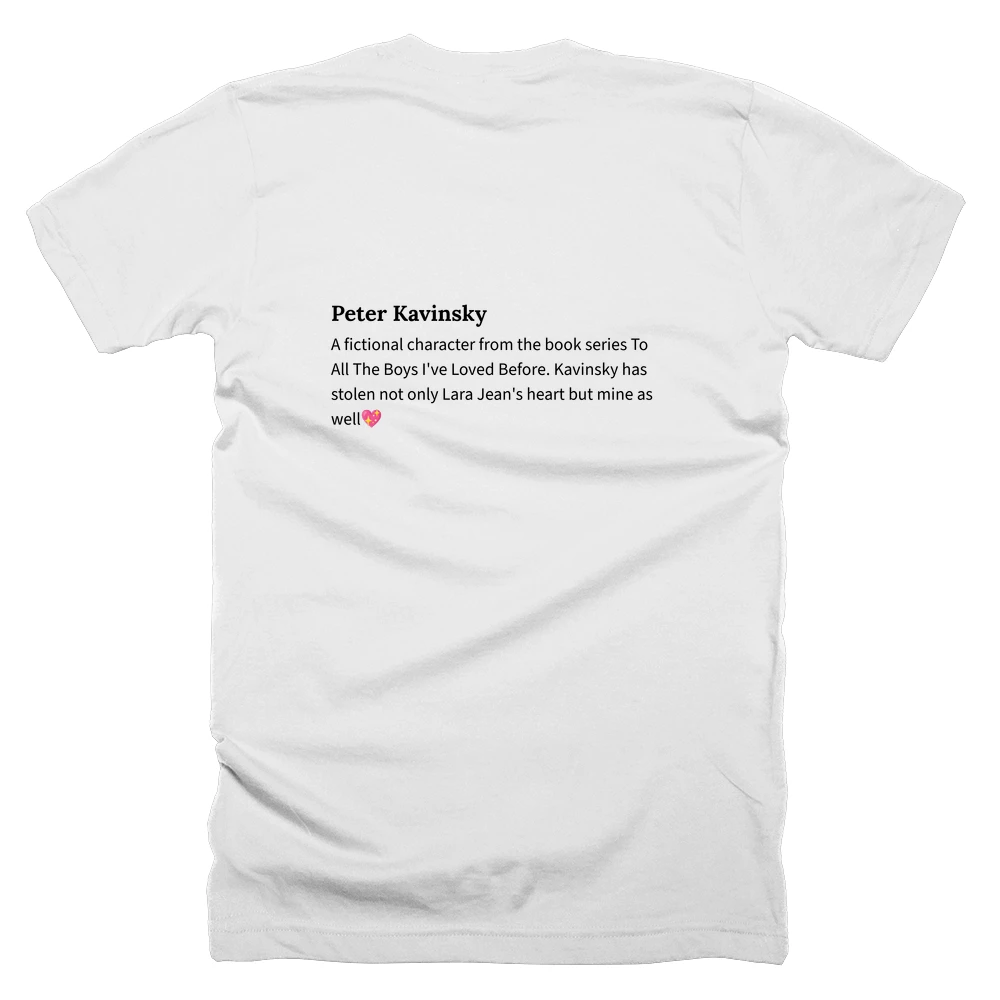T-shirt with a definition of 'Peter Kavinsky' printed on the back