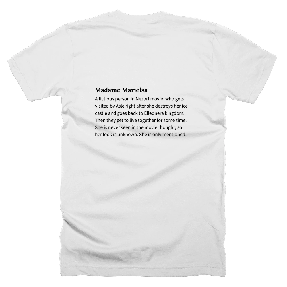 T-shirt with a definition of 'Madame Marielsa' printed on the back