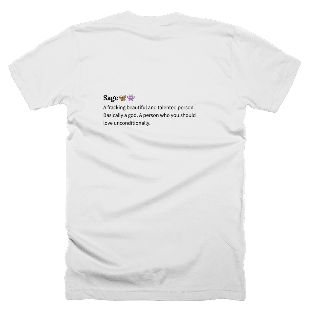 T-shirt with a definition of 'Sage🦋👾' printed on the back