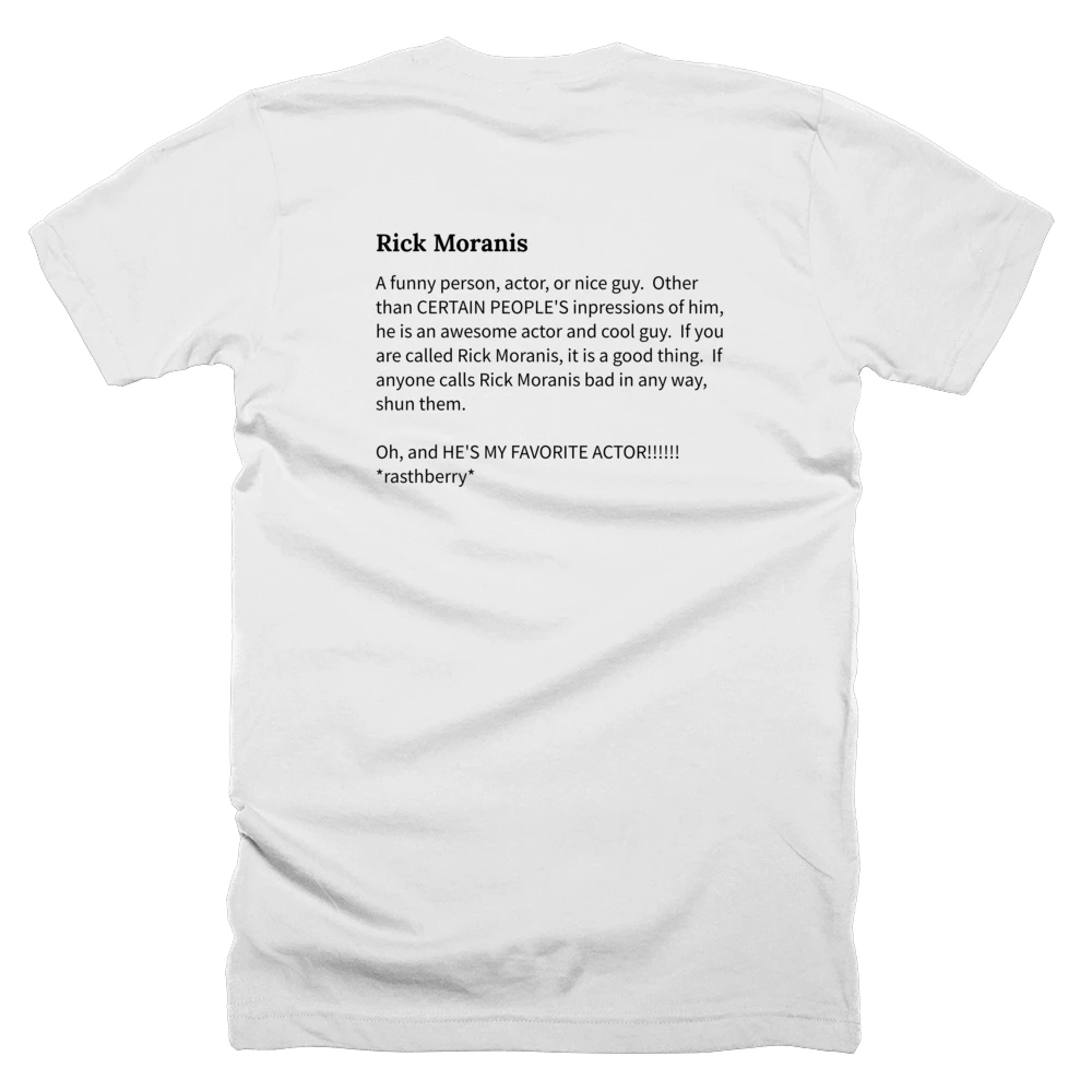 T-shirt with a definition of 'Rick Moranis' printed on the back