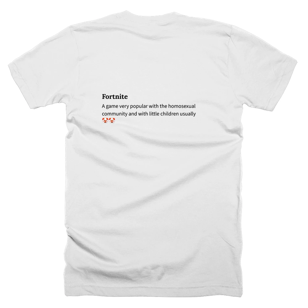 T-shirt with a definition of 'Fortnite' printed on the back