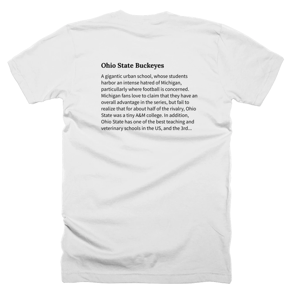 T-shirt with a definition of 'Ohio State Buckeyes' printed on the back