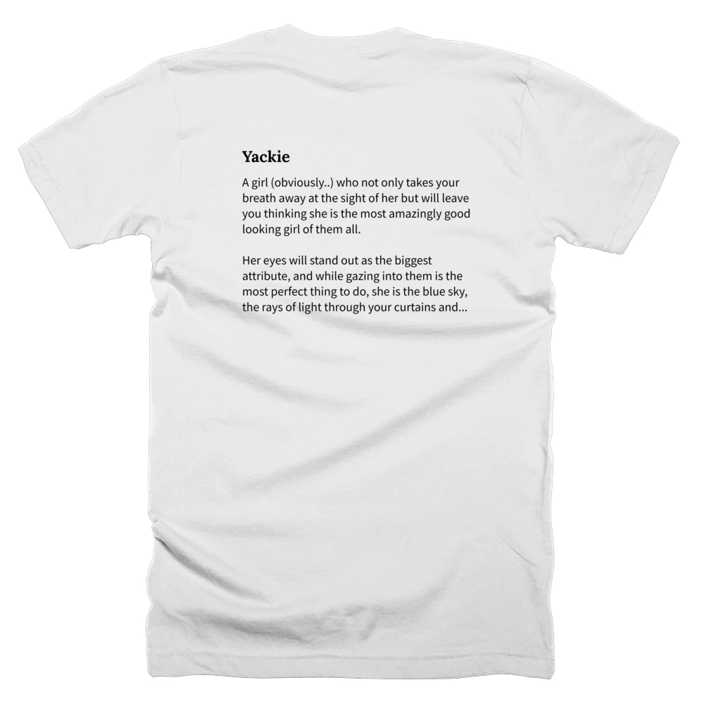 T-shirt with a definition of 'Yackie' printed on the back