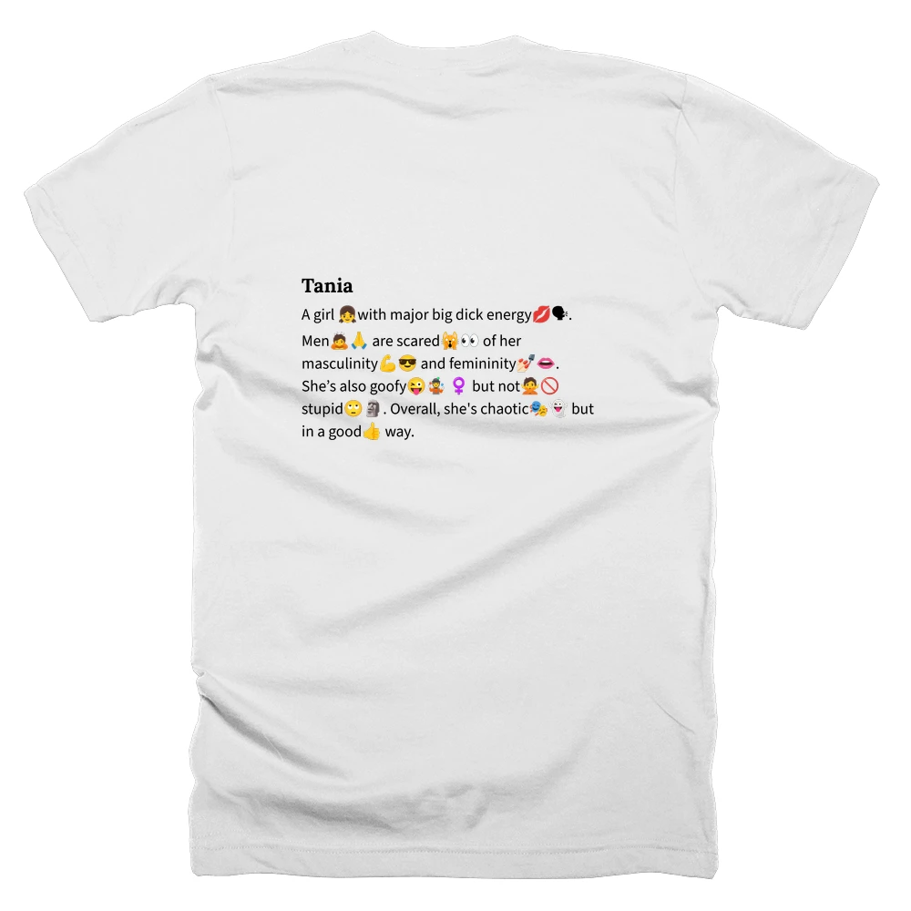 T-shirt with a definition of 'Tania' printed on the back