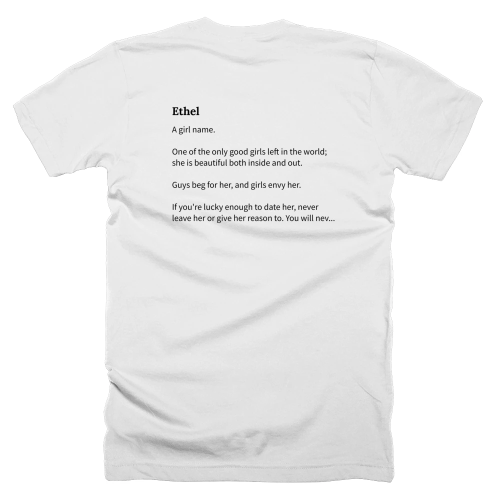 T-shirt with a definition of 'Ethel' printed on the back