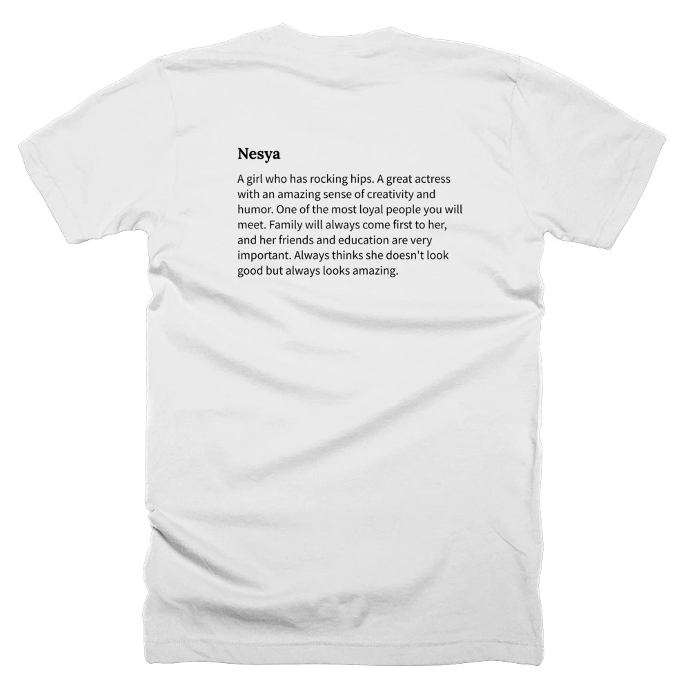 T-shirt with a definition of 'Nesya' printed on the back