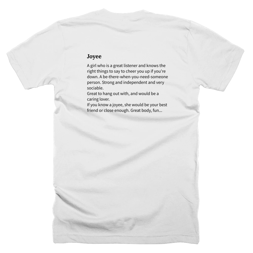 T-shirt with a definition of 'Joyee' printed on the back