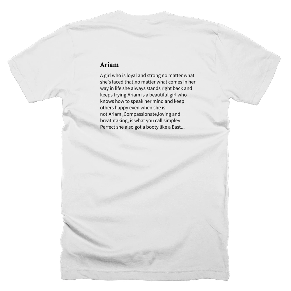 T-shirt with a definition of 'Ariam' printed on the back