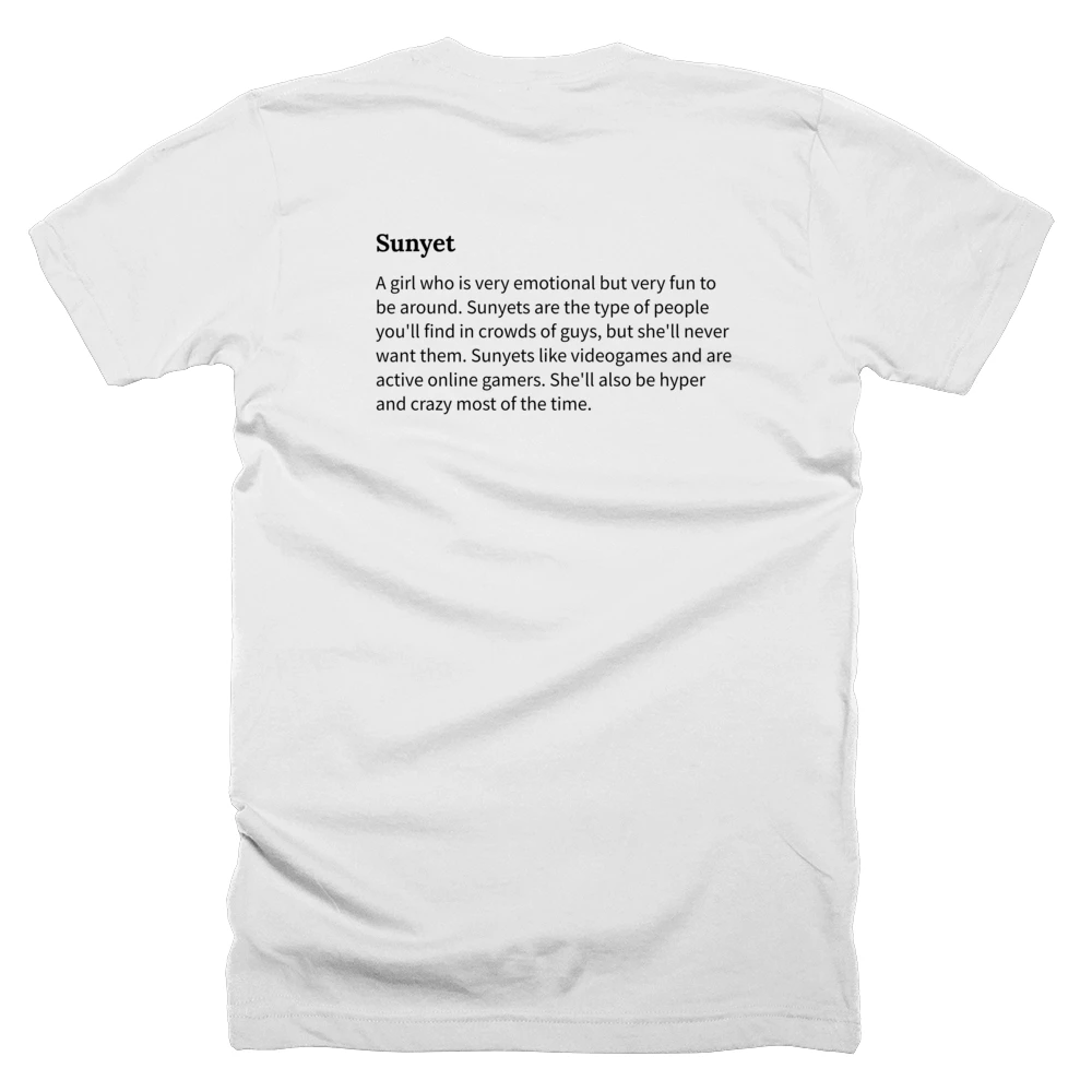 T-shirt with a definition of 'Sunyet' printed on the back