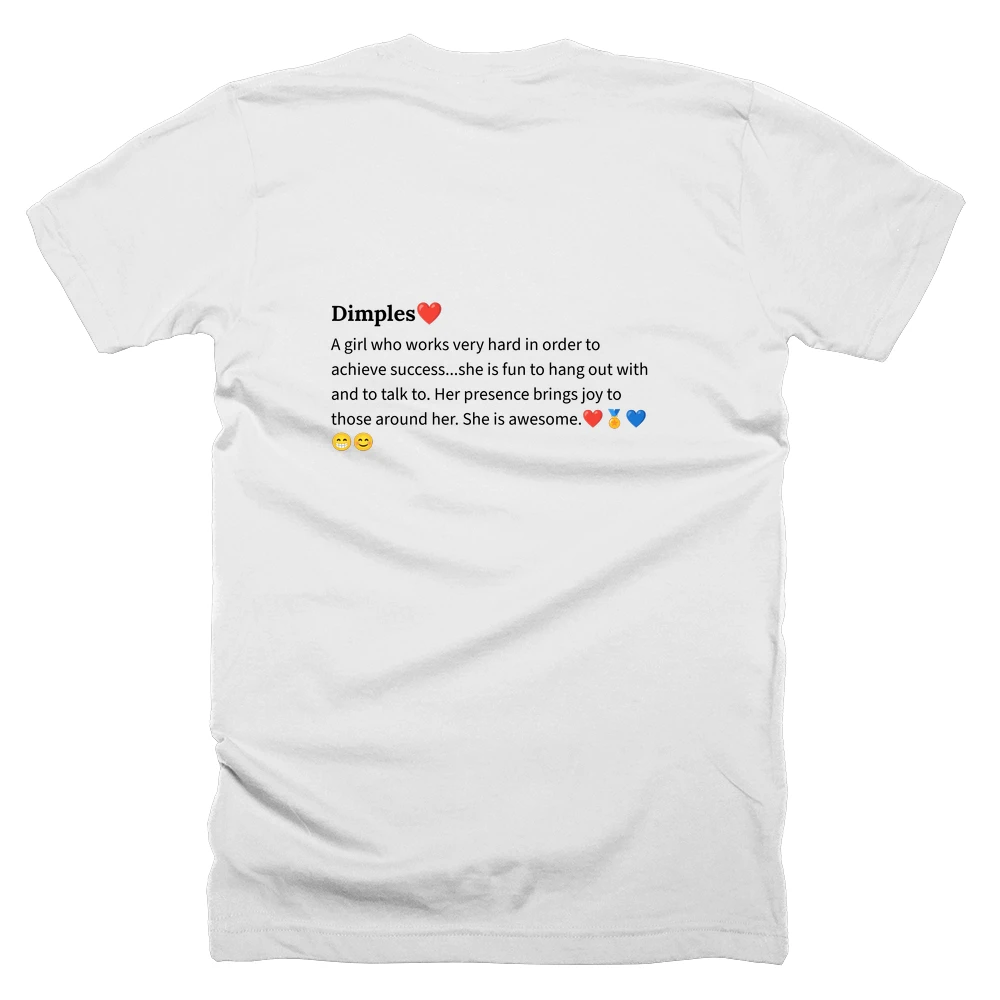 T-shirt with a definition of 'Dimples❤️' printed on the back