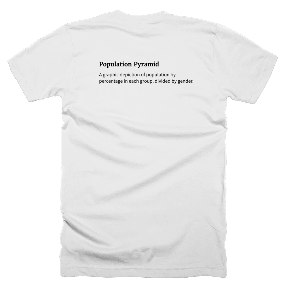 T-shirt with a definition of 'Population Pyramid' printed on the back