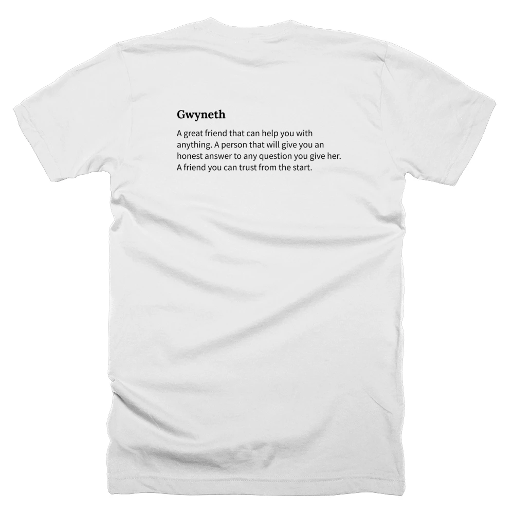 T-shirt with a definition of 'Gwyneth' printed on the back