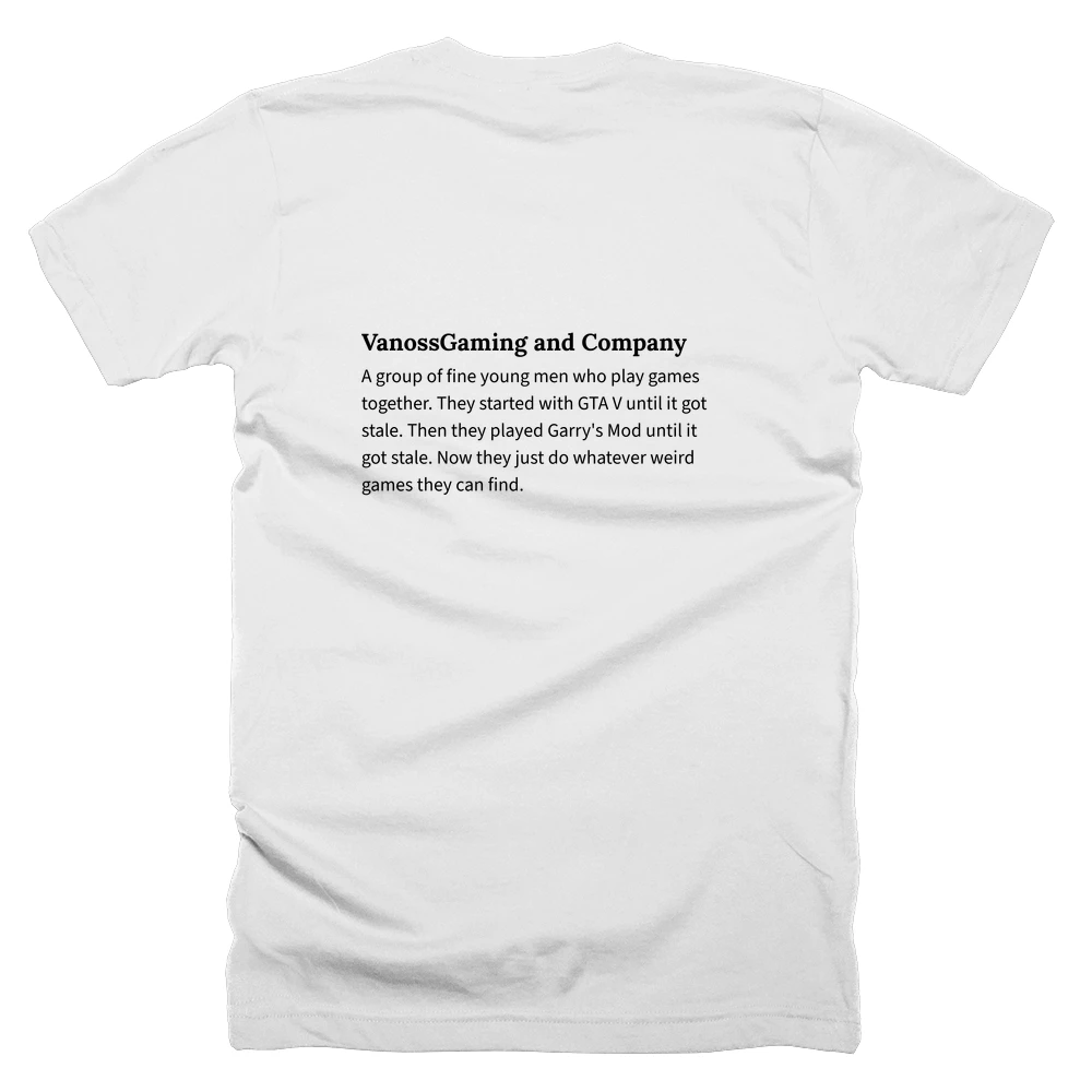 T-shirt with a definition of 'VanossGaming and Company' printed on the back