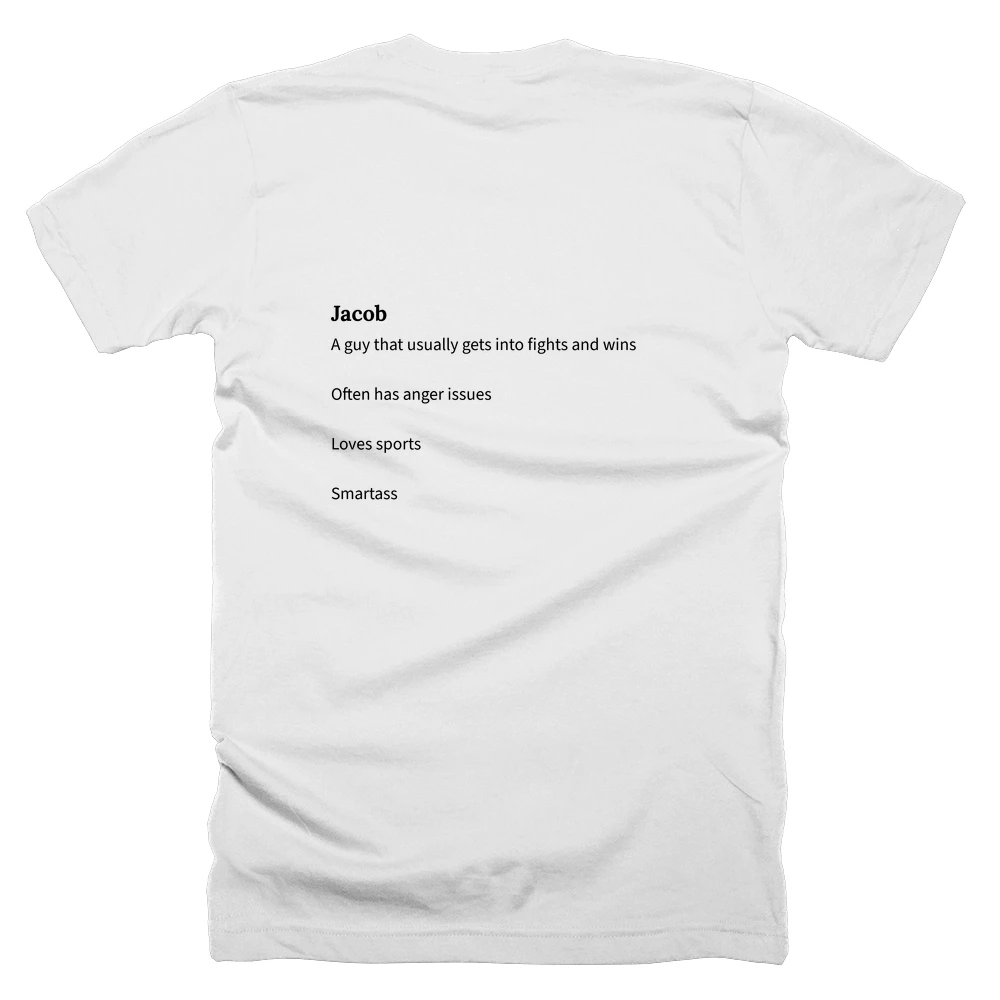 T-shirt with a definition of 'Jacob' printed on the back