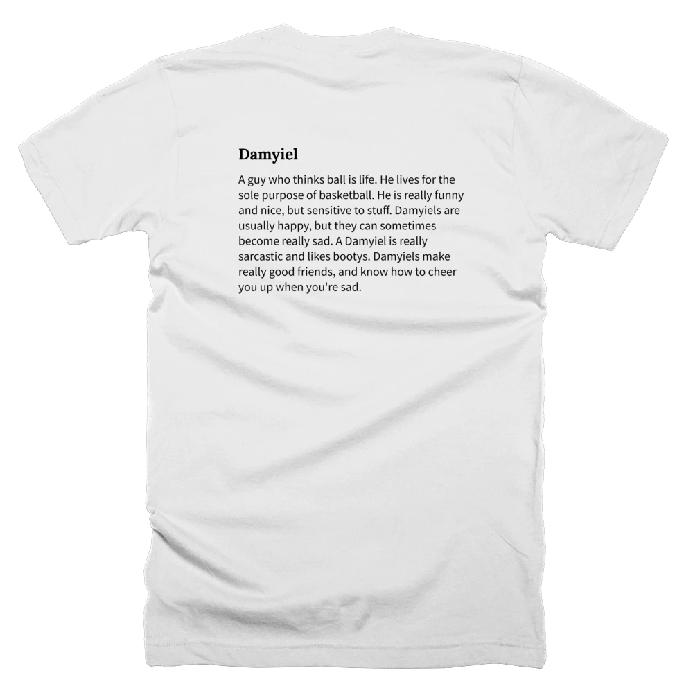 T-shirt with a definition of 'Damyiel' printed on the back