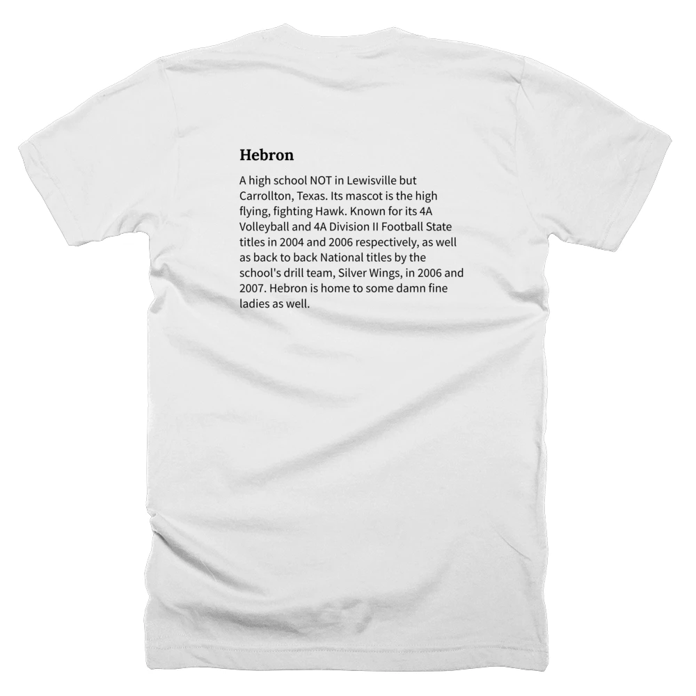 T-shirt with a definition of 'Hebron' printed on the back