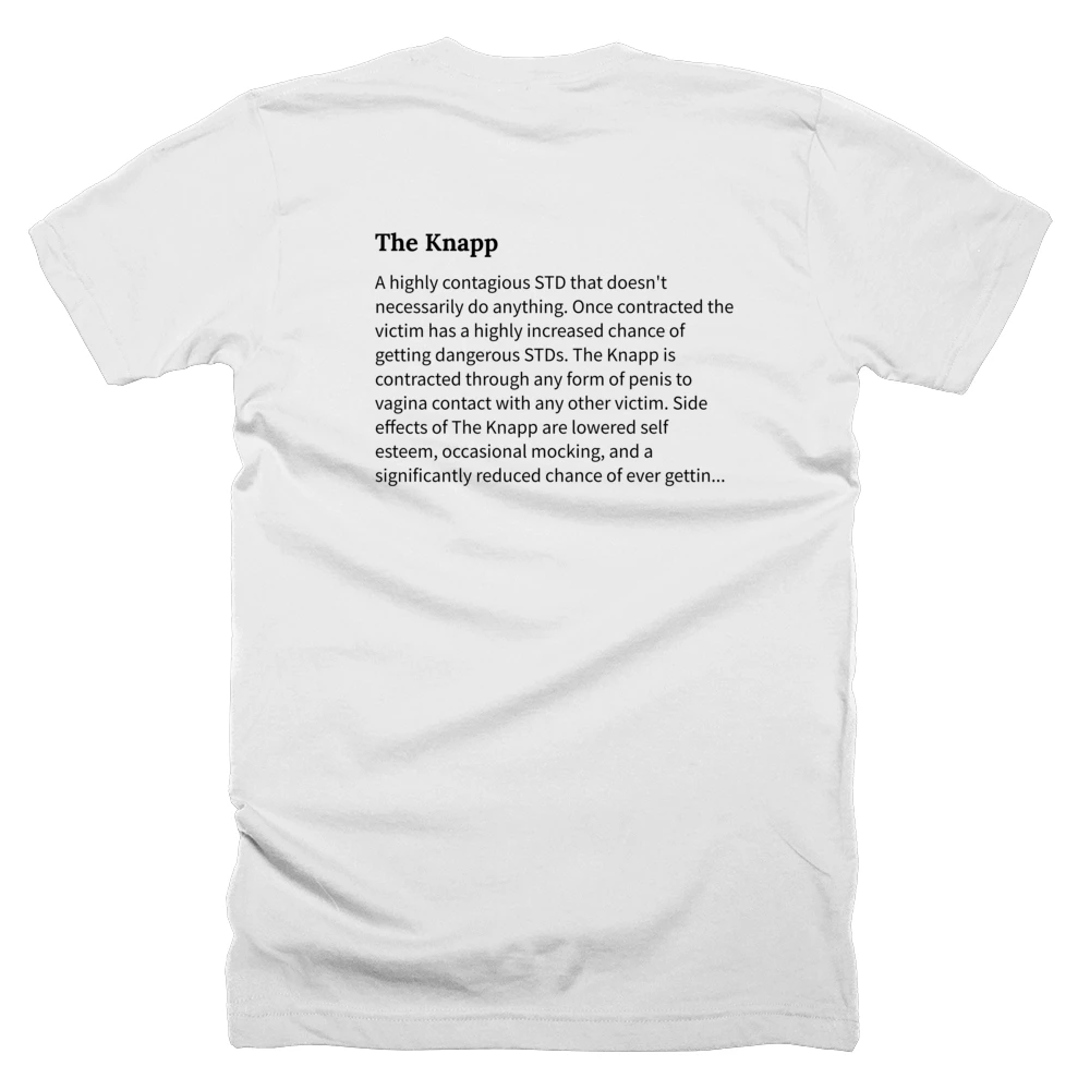 T-shirt with a definition of 'The Knapp' printed on the back