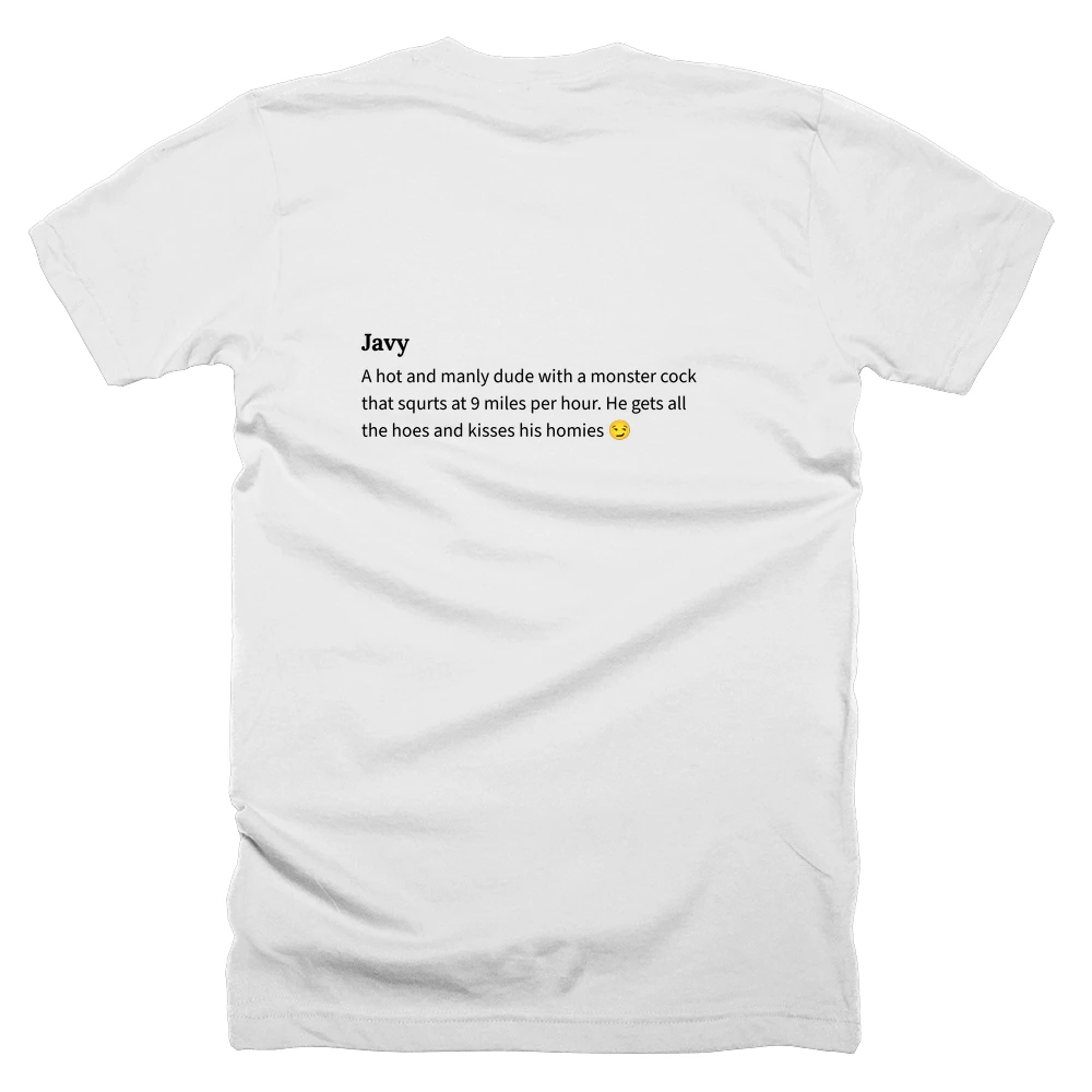 T-shirt with a definition of 'Javy' printed on the back