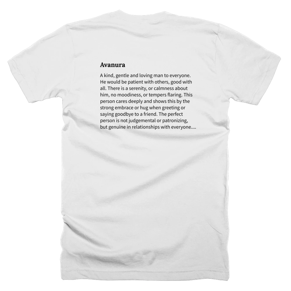 T-shirt with a definition of 'Avanura' printed on the back